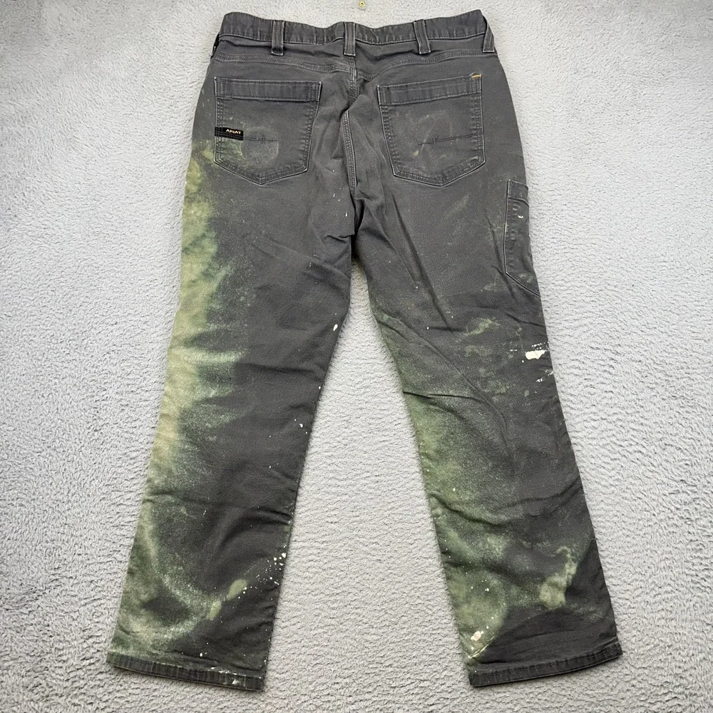 Ariat Pants Men 34x30 Gray Rebar M4 Relaxed Straight Utility Bleached Distressed